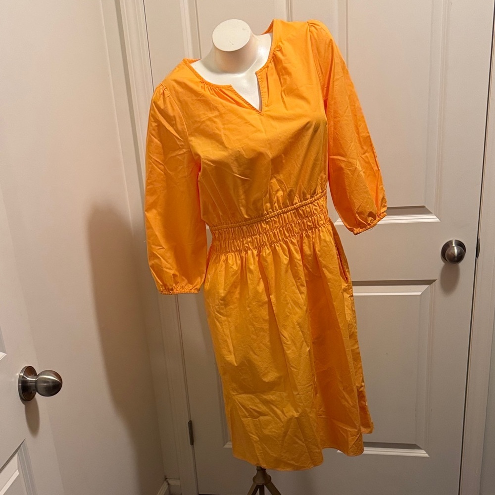 Talbots Vibrant Orange 3/4 Sleeve Dress